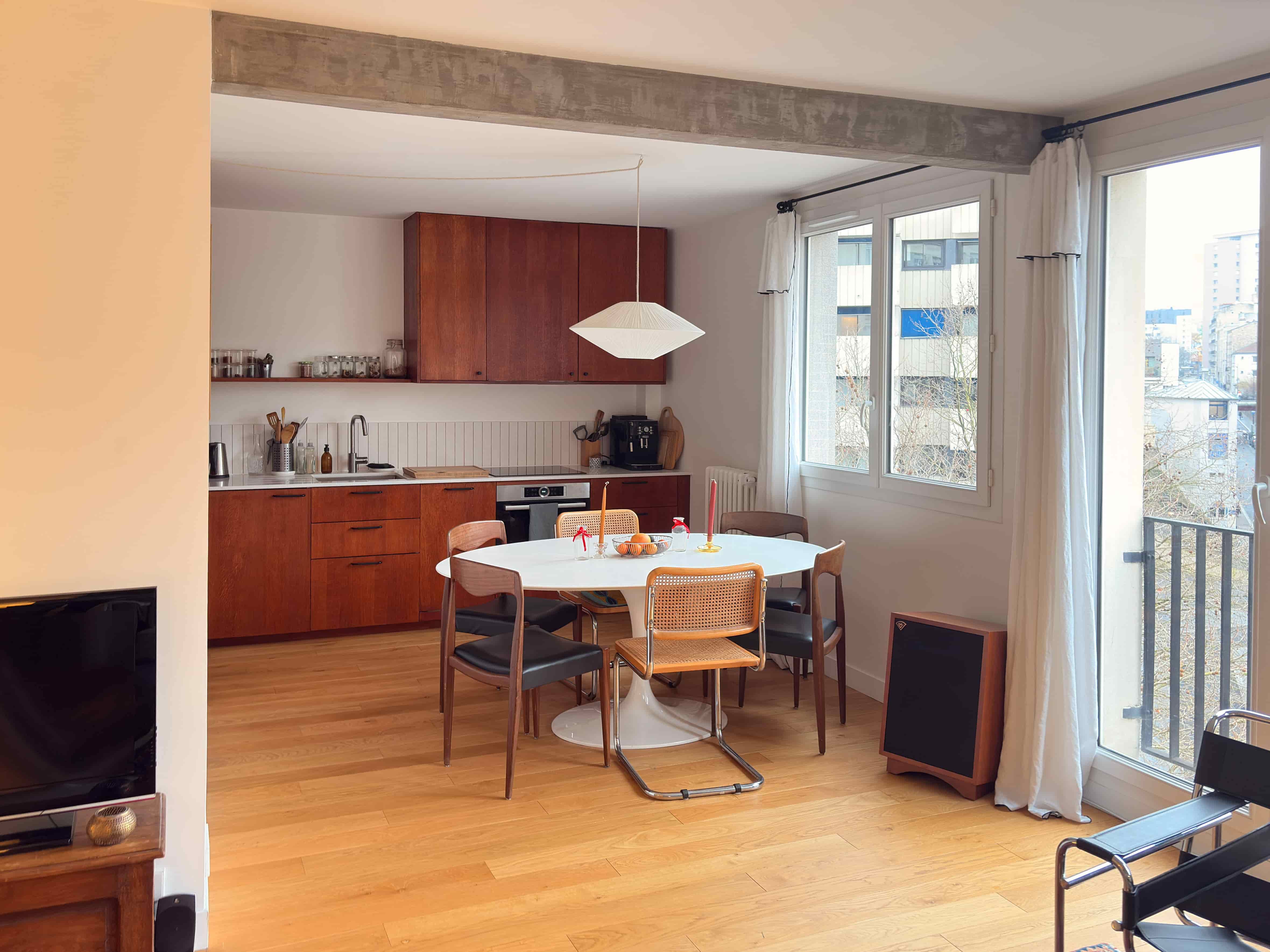 Rénovation complète Paris 19e — pièce de vie Buttes Chaumont ACS Studio